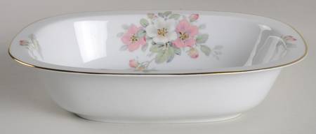 Apple Blossom (White Background) 9" Rectangular Vegetable Bowl