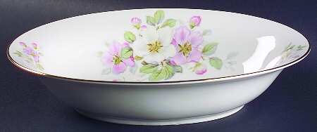 Apple Blossom (White Background) 10" Oval Vegetable Bowl