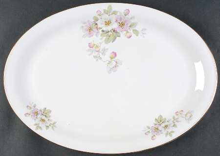 Apple Blossom (White Background) 15" Oval Serving Platter