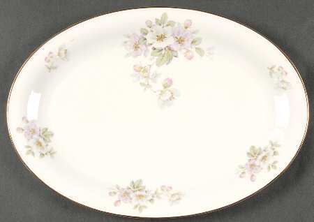 Apple Blossom (White Background) 12" Oval Serving Platter