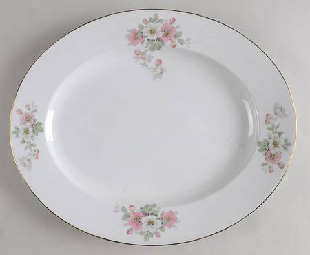 Apple Blossom (White Background) 16" Oval Serving Platter