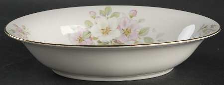 Apple Blossom (White Background) 9" Oval Vegetable Bowl