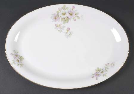 Apple Blossom (White Background) 13" Oval Serving Platter by Tirschenreuth