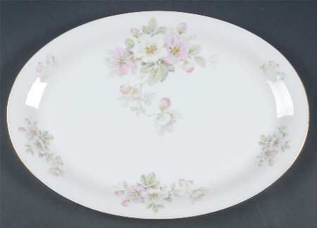 Apple Blossom (White Background) 12" Oval Serving Platter