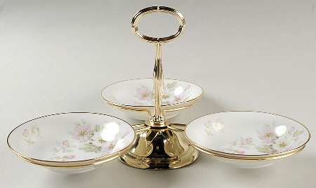 Apple Blossom (White Background) 7" x 12" 3-Part Relish & Metal Stand (FR) HC