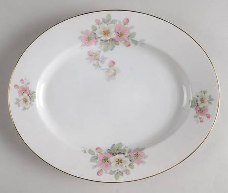 Apple Blossom (White Background) 12" Oval Serving Platter