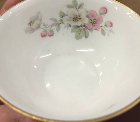 Apple Blossom (White Background) Flat Cup & Saucer Set