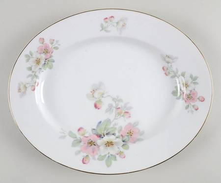Apple Blossom (White Background) 11" Oval Serving Platter