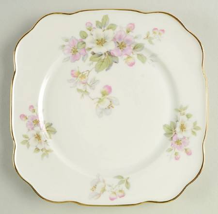 Apple Blossom (White Background) Square Salad Plate