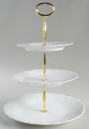 Baronesse White 13 7/8"-14 1/4" 3-Tiered Serving Tray(DP,SP,BB) HC