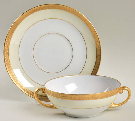Clifton (Cream Border) Flat Cream Soup Bowl & Saucer Set