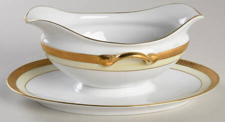 Clifton (Cream Border) Gravy Boat with Attached Underplate