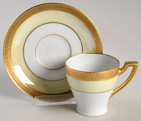 Clifton (Cream Border) Flat Demitasse Cup & Saucer Set