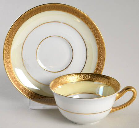 Clifton (Cream Border) Flat Demitasse Cup & Saucer Set