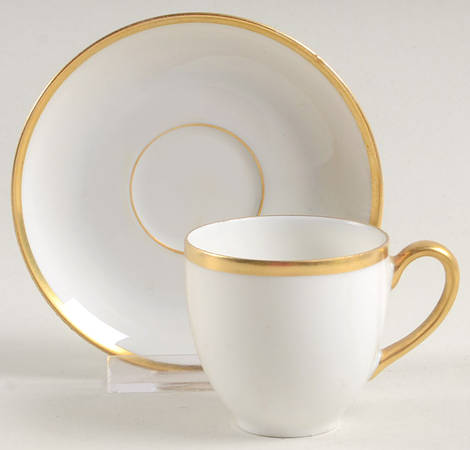 Colonial (Smooth Gold Band) Flat Demitasse Cup & Saucer Set