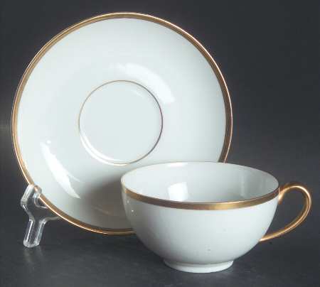 Colonial (Smooth Gold Band) Flat Cup & Saucer Set