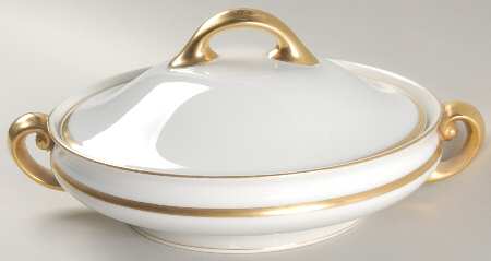 Colonial (Smooth Gold Band) Round Covered Vegetable