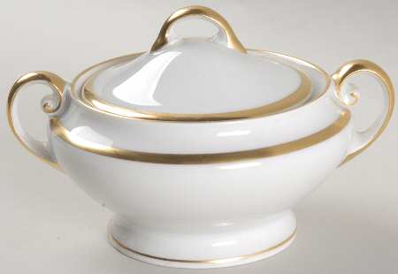 Colonial (Smooth Gold Band) Sugar Bowl & Lid