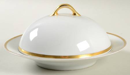Colonial (Smooth Gold Band) Round Covered Butter