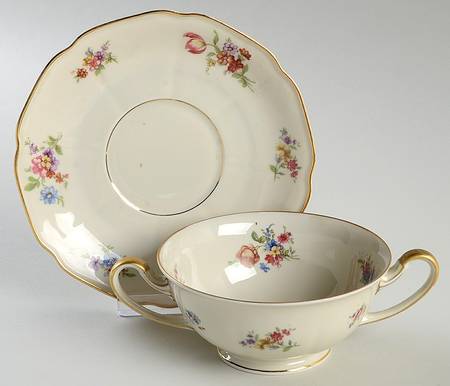 Colwyn Footed Cream Soup Bowl & Saucer Set