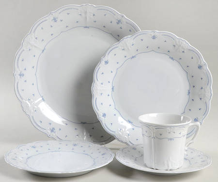 Fleur De Lis Blue 5 Piece Place Setting