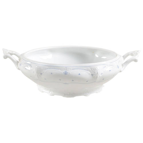 Fleur De Lis Blue Round Vegetable No Lid