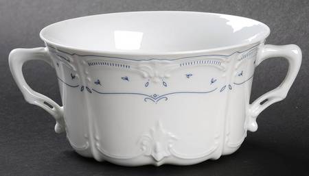 Fleur De Lis Blue Flat Cream Soup Bowl