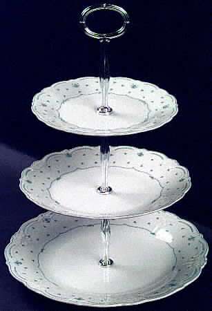 Fleur De Lis Blue 13 7/8"-14 1/4" 3-Tiered Serving Tray(DP,SP,BB) HC