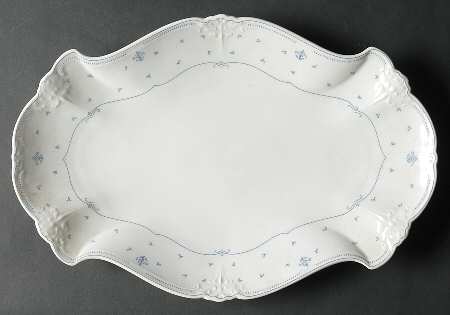 Fleur De Lis Blue 13" Oval Serving Platter