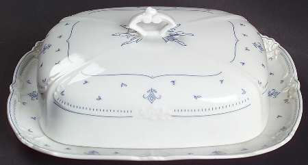 Fleur De Lis Blue Rectangular Covered Butter