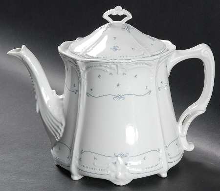 Fleur De Lis Blue Teapot & Lid