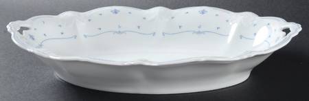 Fleur De Lis Blue 12" Oval Vegetable Bowl