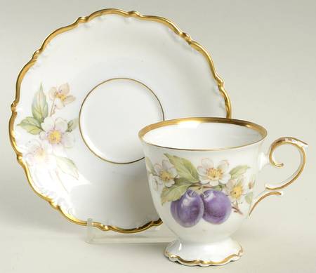 Fruit Footed Demitasse Cup & Saucer Set