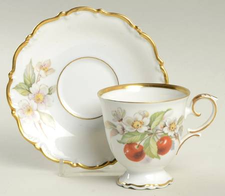 Fruit Footed Demitasse Cup & Saucer Set