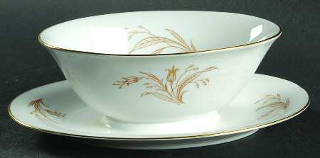 Golden Bell Gravy Boat with Attached Underplate