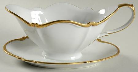 Golden Band Gravy Boat with Attached Underplate
