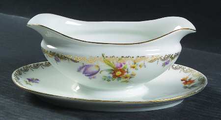 Old Meissen Gravy Boat with Attached Underplate