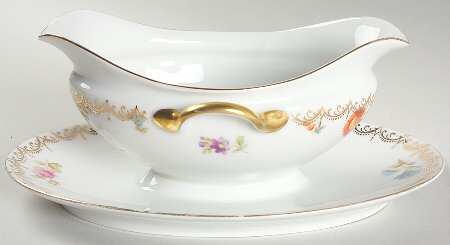 Old Meissen Gravy Boat with Attached Underplate