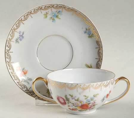 Old Meissen Flat Bouillon Cup & Saucer