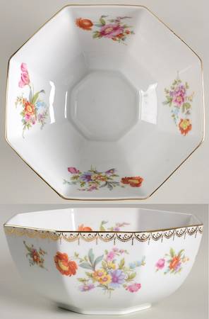 Old Meissen 8" Octagonal Vegetable Bowl