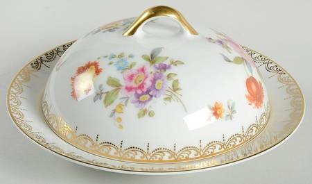 Old Meissen Round Covered Butter