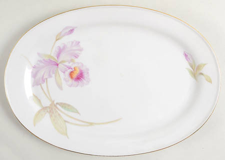 Orchid (White Background) 12" Oval Serving Platter