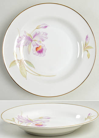 Orchid (White Background) Large Rim Soup Bowl
