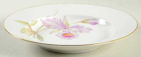 Orchid (White Background) Rim Soup Bowl