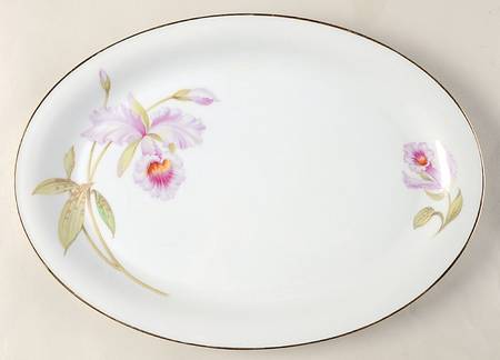 Orchid (White Background) 13" Oval Serving Platter