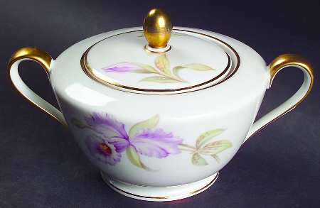 Orchid (White Background) Sugar Bowl & Lid