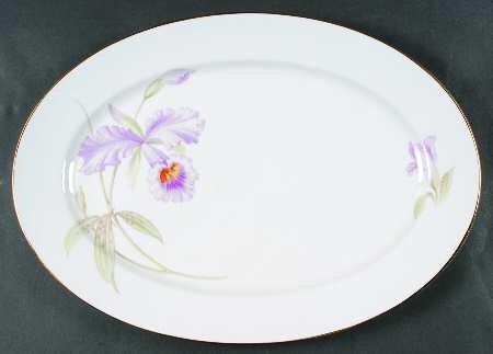 Orchid (White Background) 15" Oval Serving Platter