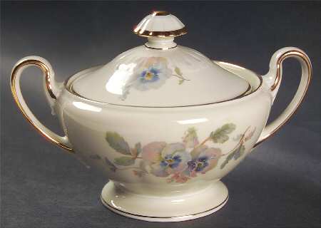 Pansy Cream Sugar Bowl & Lid by Tirschenreuth