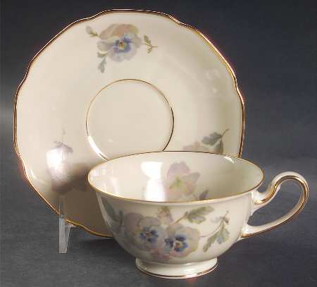 Pansy Cream Footed Cup & Saucer Set