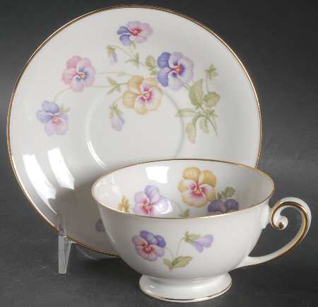 Pansy White Footed Cup & Saucer Set